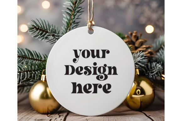 Christmas Ornament Round Sing Mockup 10 for Product Mockups and Graphics