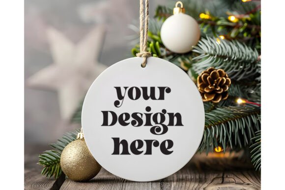 Christmas Ornament Round Sing Mockup 40 for Graphics and Product Mockups