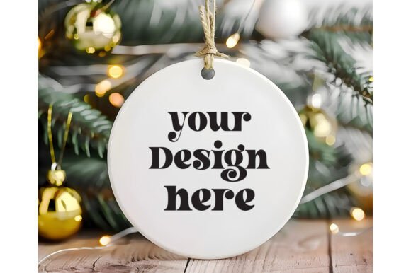 Christmas Ornament Round Sing Mockup 9 for Graphics and Product Mockups