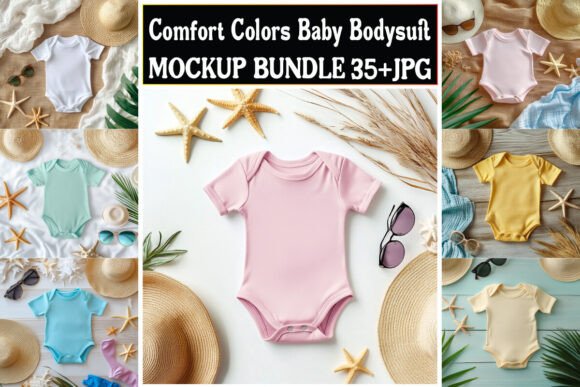 Comfort Colors Baby Bodysuit Mockup Bundle for Product Mockups and Graphics
