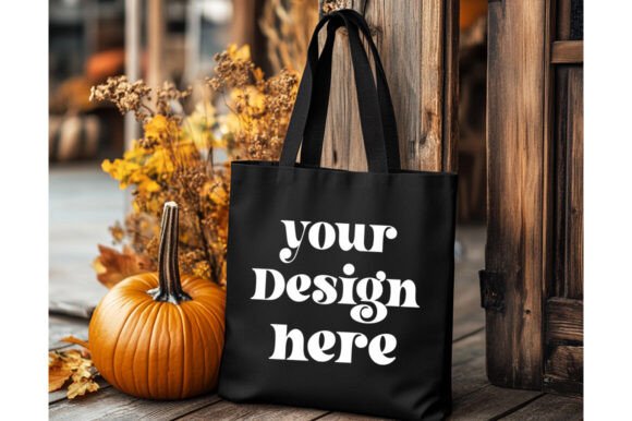 Halloween Black Tote Bag Mockup 17 for Product Mockups and Graphics
