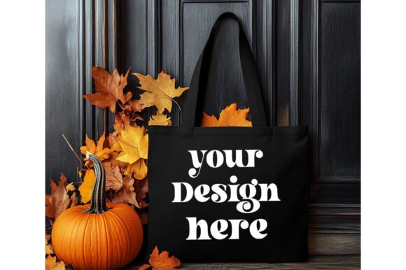Halloween Black Tote Bag Mockup 2 for Product Mockups and Graphics
