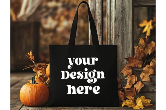 Halloween Black Tote Bag Mockup 8 - Graphics for Product Mockups