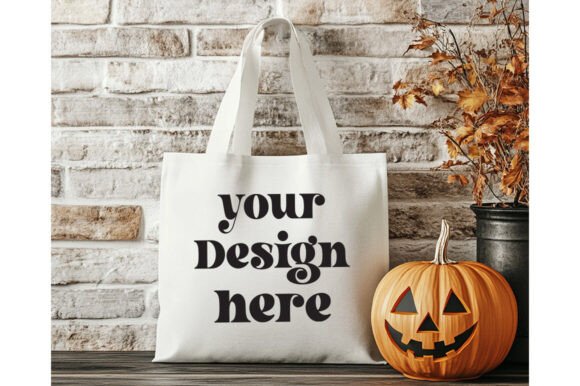 Halloween Natural Tote Bag Mockup 20 - A Graphic Product Mockup for Local Branding