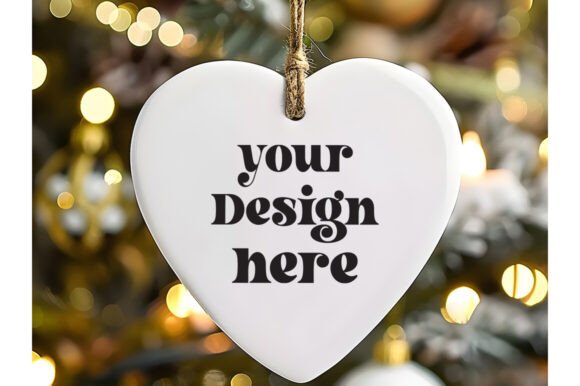 Heart Shape Christmas Ornament Mockup 17 for Product Mockups and Graphics