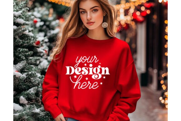 Red Christmas Sweater Mockup 15 for Product Mockups and Graphics