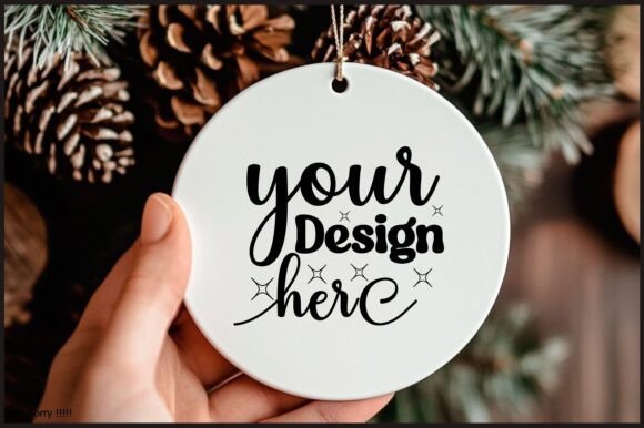 Round Christmas Ornament Mockup 133: A Festive Graphic Design Asset