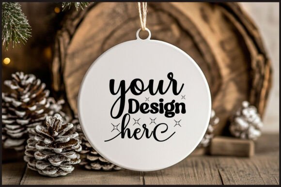 Round Christmas Ornament Mockup 69: A Graphic Product Mockup for Seasonal Content